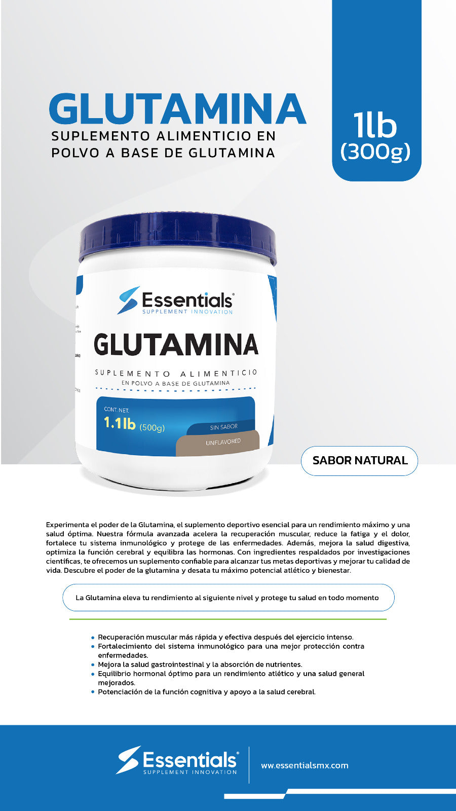 GLUTAMINA ESSENTIALS 500GR
