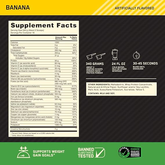 SERIOUS MASS ON OPTIMUM NUTRITION 12LB