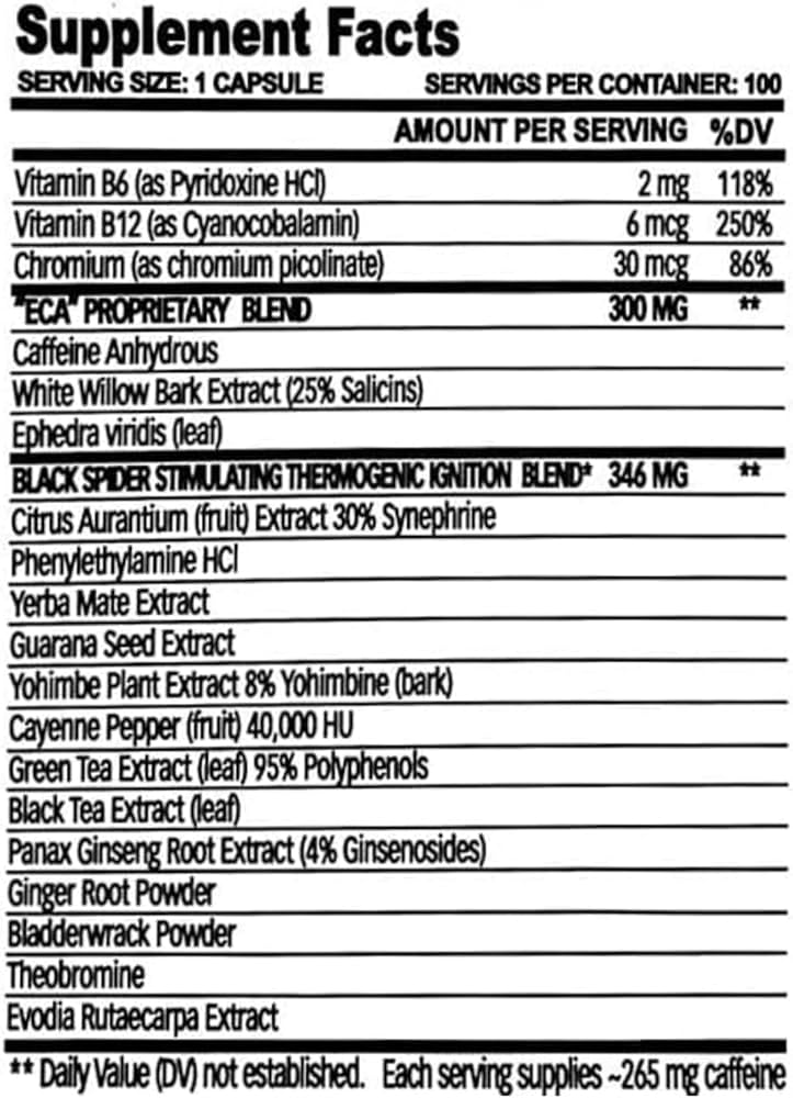 BLACK SPIDER 25 EPHEDRA 100CAPS CLOMA PHARMA