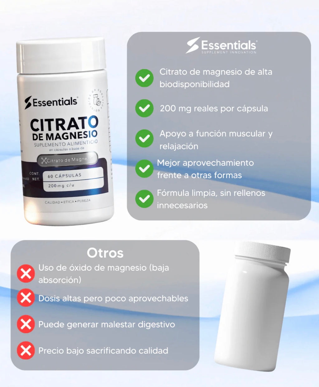 CITRATO DE MAGNESIO ESSENTIALS 60 CAPS