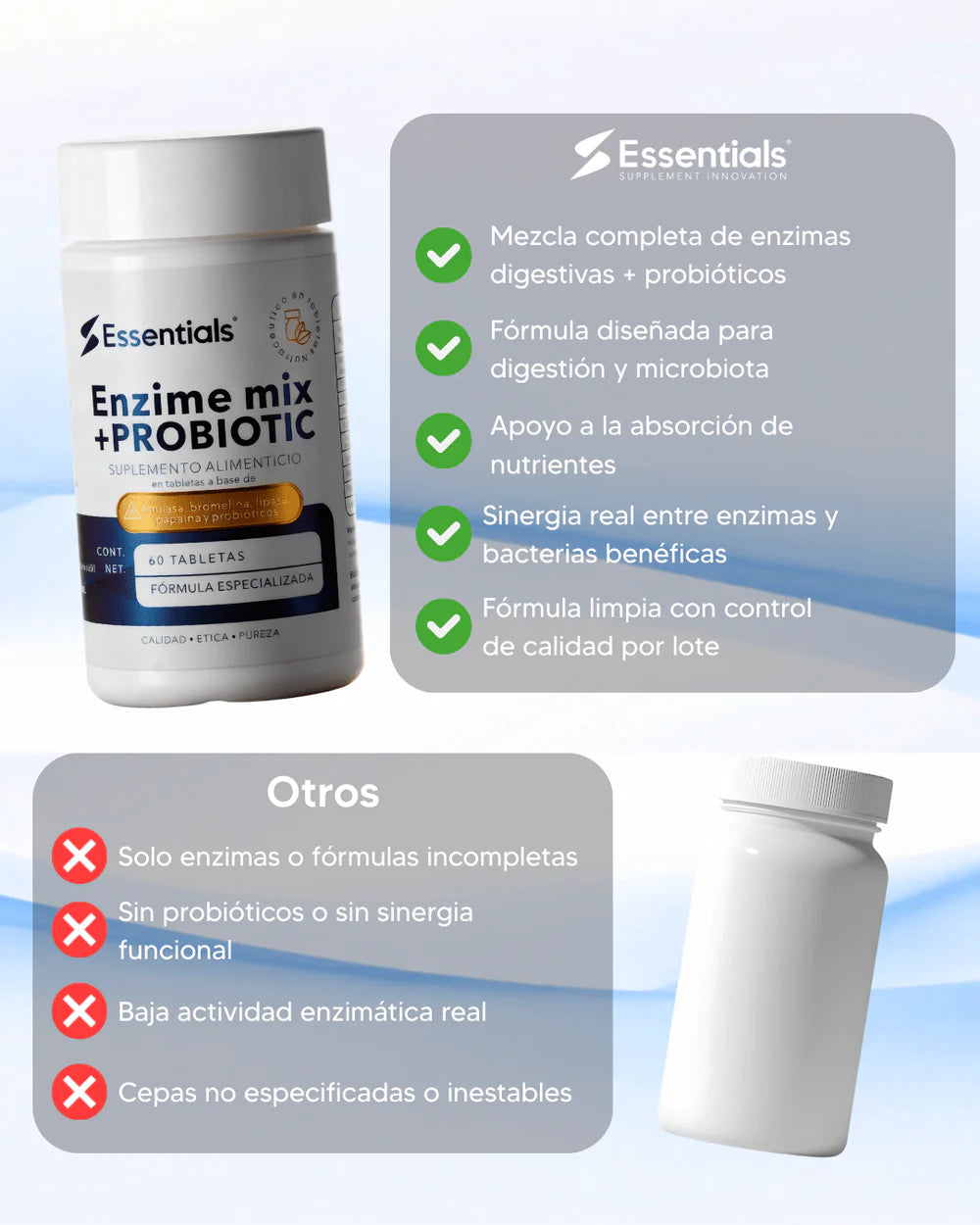 ENZIMAS + PROBIÓTICOS ESSENTIALS- 60 TABLETAS