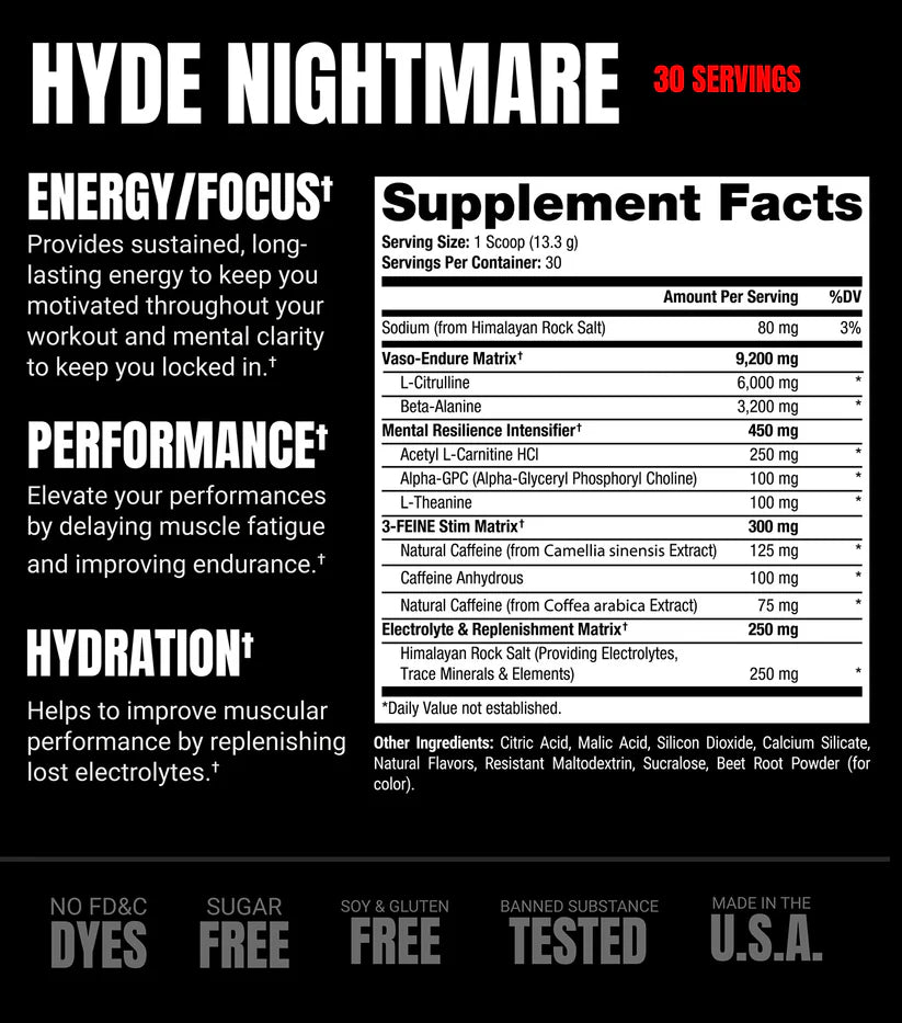 HYDE NIGHTMARE INTENSE ENERGY PROSUPPS 30SERVS