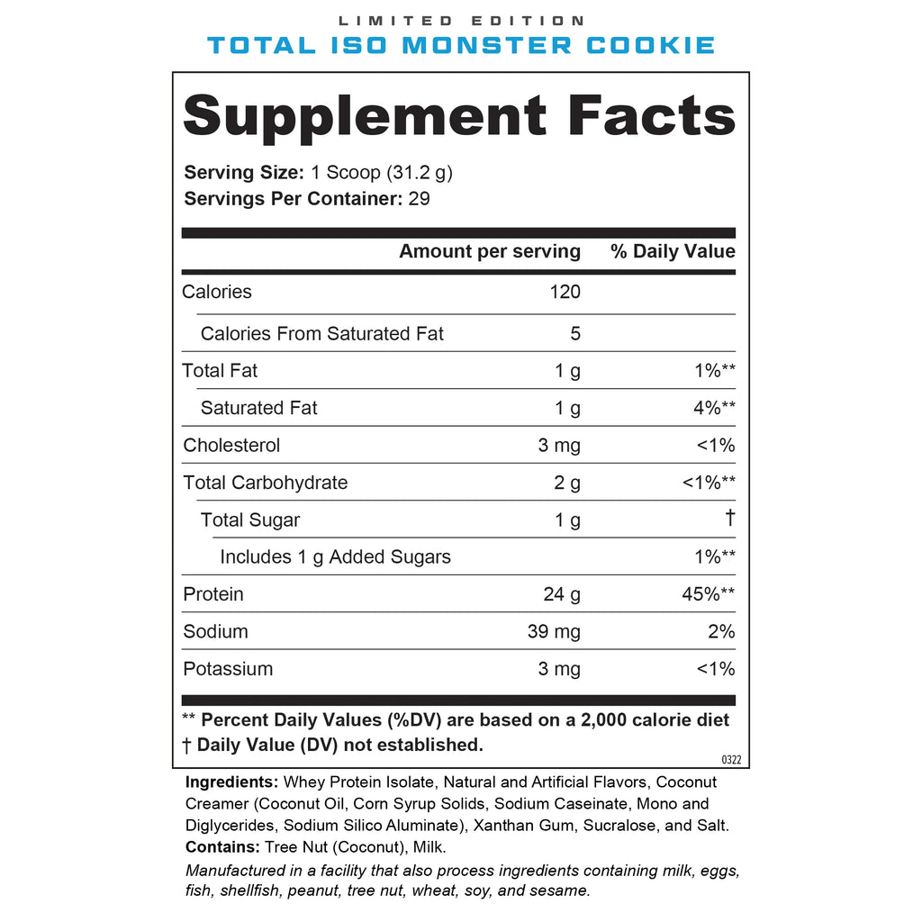 TOTAL ISO PROTEIN CUTLER NUTRITION 29 SERVS